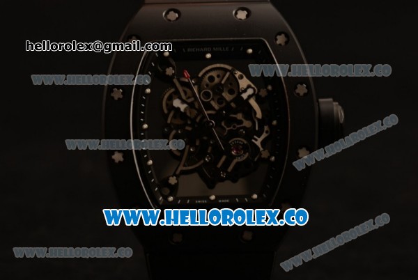 Richard Mille RM 055 Bubba Watson Miyota 9015 Automatic Ceramic Case with Black Rubber Strap and Black Dial - Click Image to Close